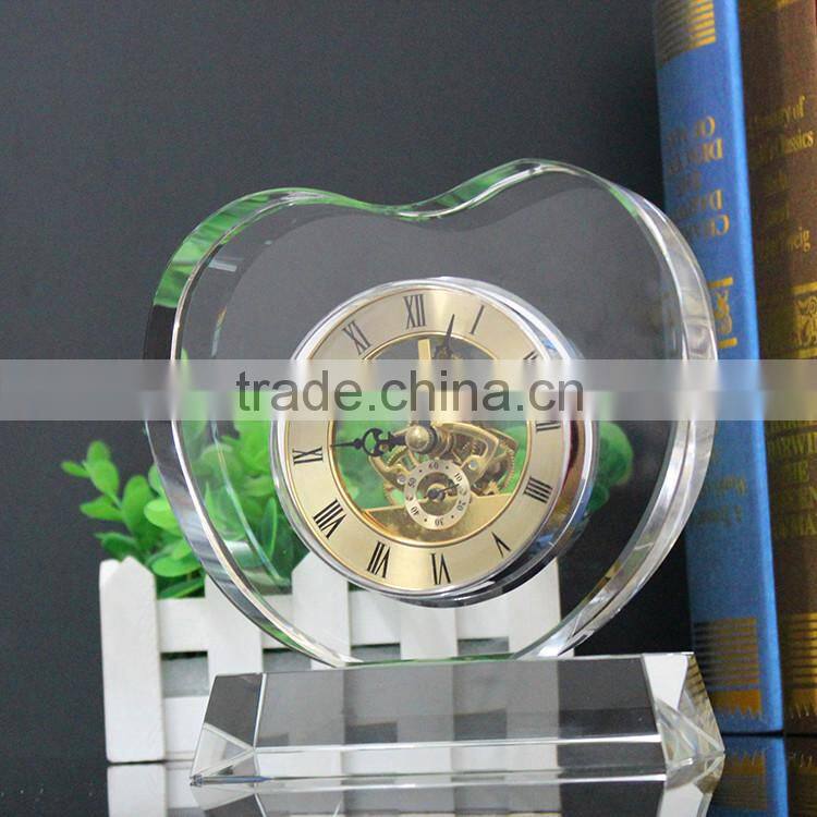 2015 heart shape crystal tuning chinese electronic clock movement gift