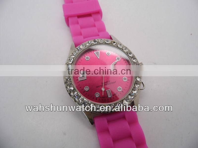China own brand crystal gifts pink strap lady's fancy diamond watch