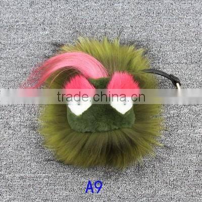 China Wholesale OEM Custom Leather Raccoon Fur Monster Fur Keychain