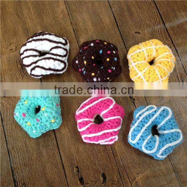 Chocolate Mini food toys round hand crochet donuts