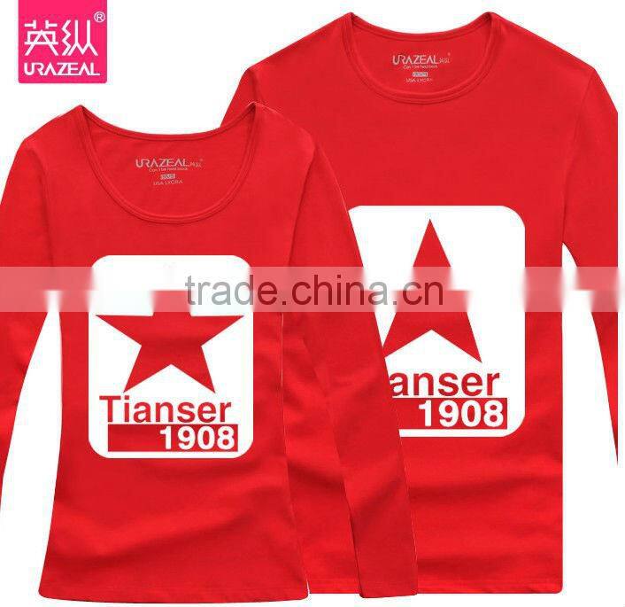 100% cotton popular couples long sleeve t shirt