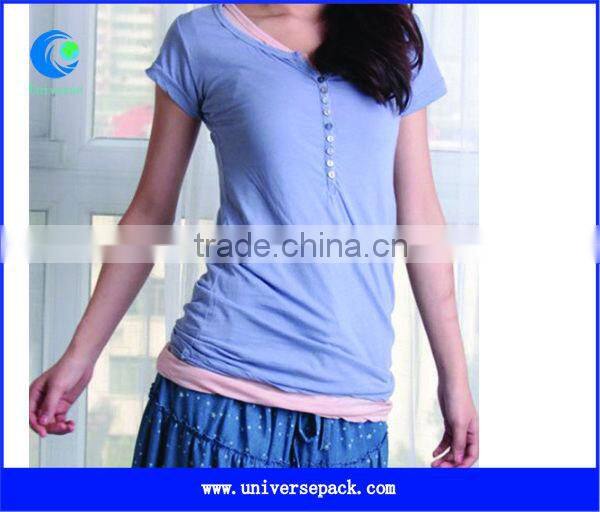 White short sleeve ladies casual t-shirts with custom logo