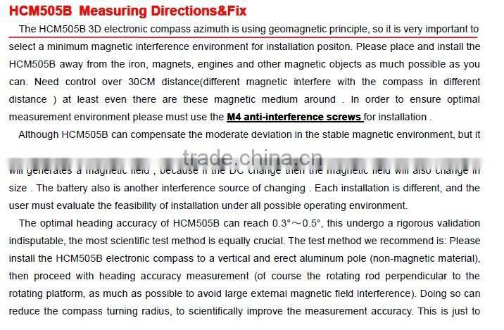 HCM505B High Performance & Stability 3D Fluxgate Compass With 360deg Tilt Compensation, Small Size And Low Power Consumption
