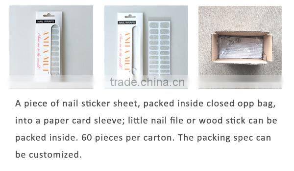 Fashion diamond full cover printing nail stickers decal 2D/3d nail pathc high quality nail polish strips from fengshangmei