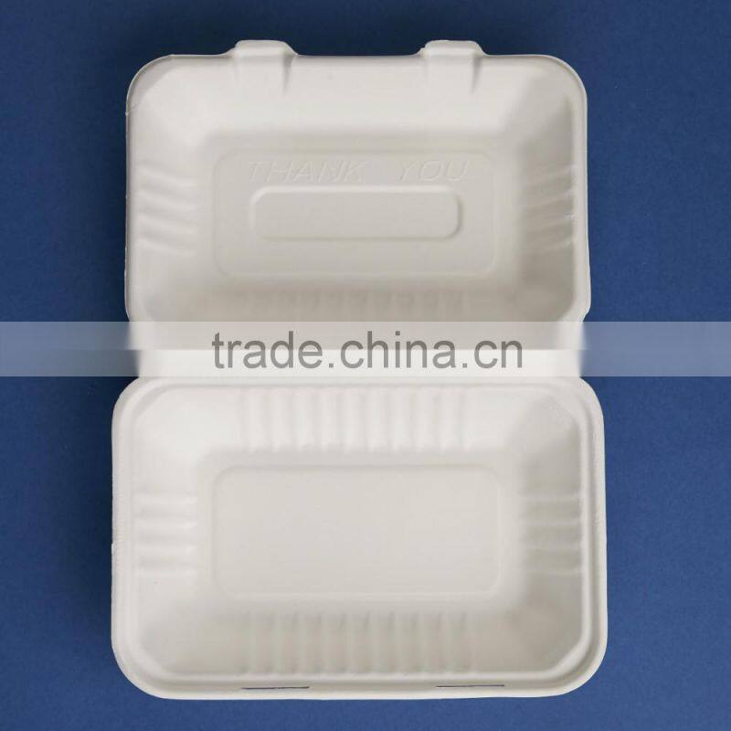 9"X6" sugercnae 2 compartments clamshell