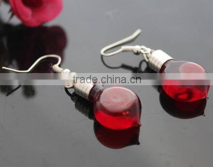 6mm transparent glass bottle silver plated bail chili heart peach shaped perfume vial pendant for earrings wish charm DIY gift