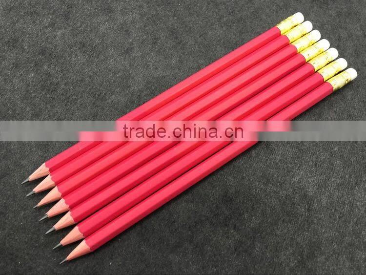 High quality HB hexagonal rubber tip 7 inch wooden lapices Pencil