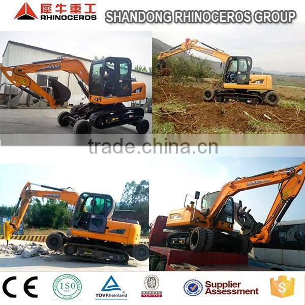 XINIU manufacturer X8 8 ton wheel excavator for sale