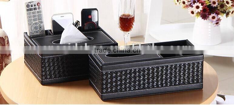 hot sale cute facial tissue box PU napkin box functionable OEM pochet tissue box