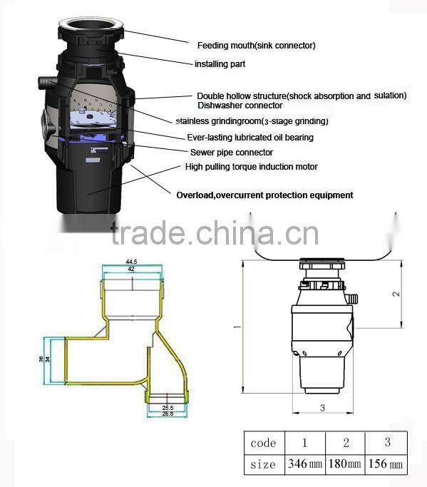 SS Sink Food Waste Machine / Kitchen Waste Disposal / Food Waste Grinder / Kitchen Garbage Disposal Machine