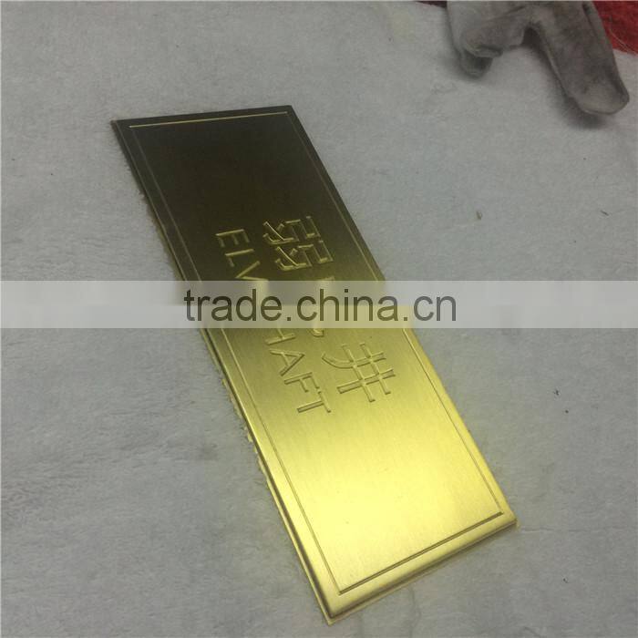 gold plating custom made signboard Electrical safety sign made of metal