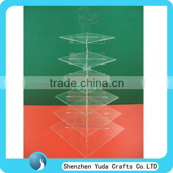 Custom made clear acrylic 6 tier wedding cake stand plastic cupcake display plexiglass cake rack
