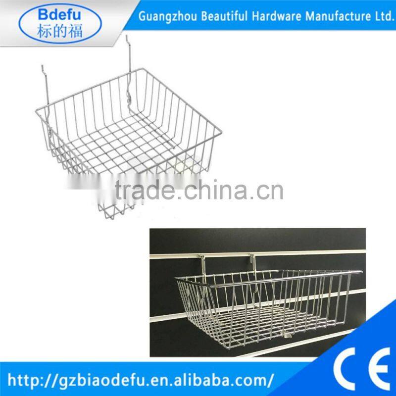 New Slatwall / Gridwall Small Basket Hanging Basket Heavy Duty Sloping for Retail Display