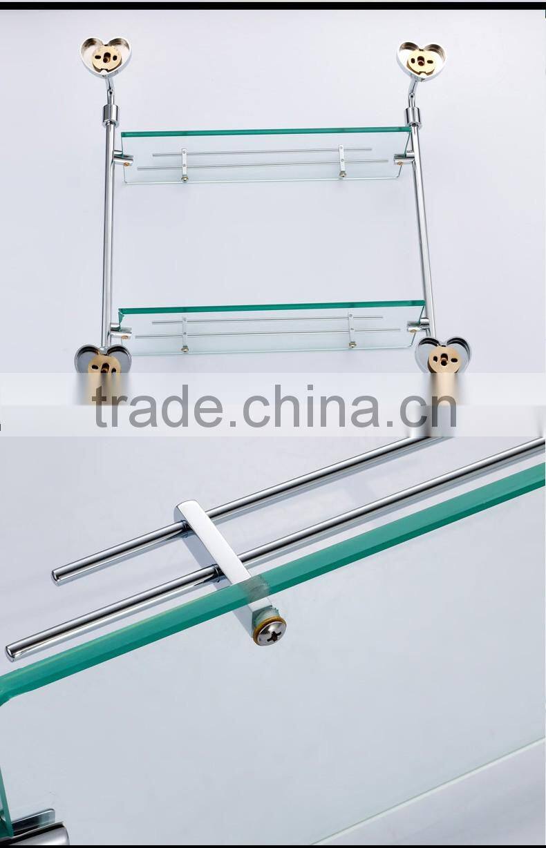 20702 bathroom accessory heart Double glass shelf hotel use modern kitchen