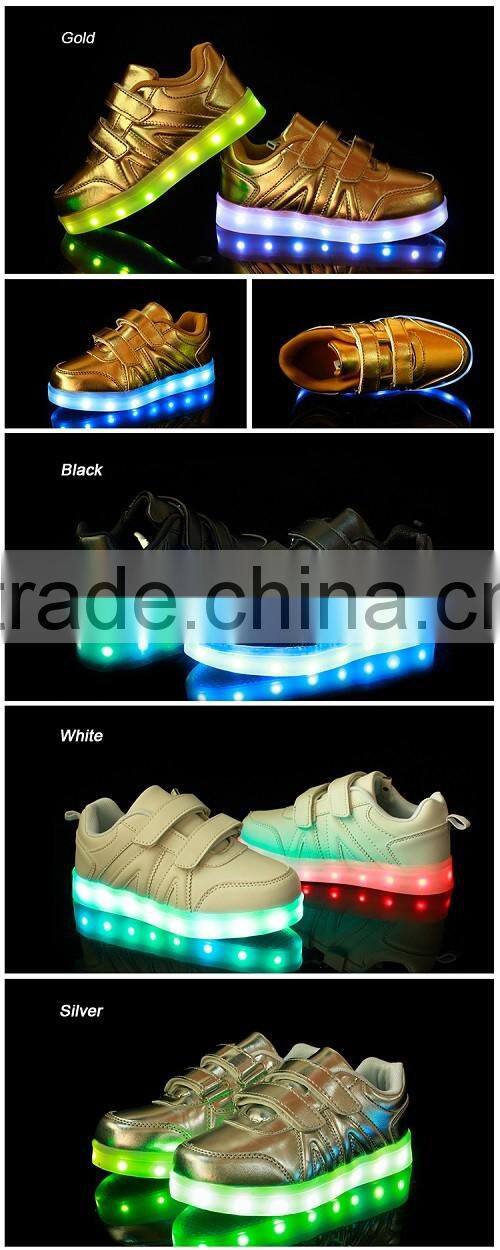 2016 Hot Selling LED Light Shoes 7 Color Changing Girl Shoe Kids Light Up Shoes
