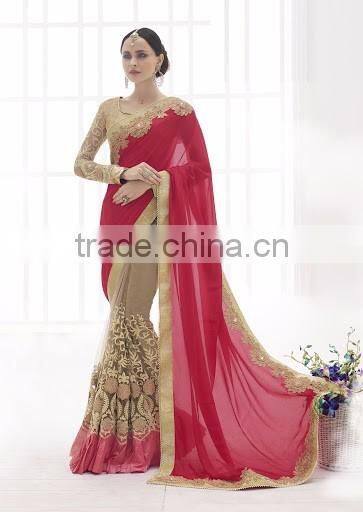 Green Net Lehenga Saree