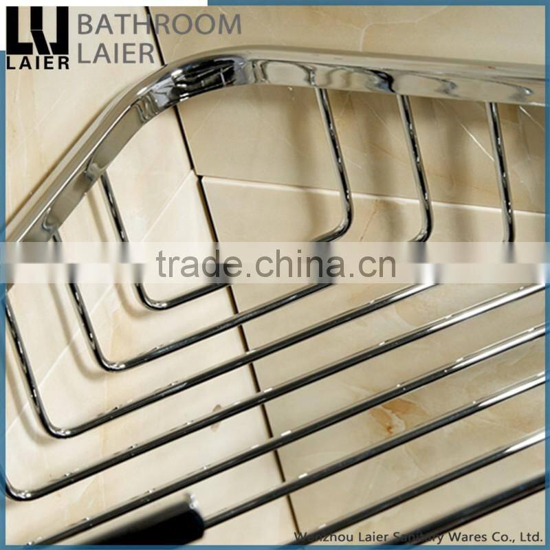 Classic-Style Simple brass chrome finishing wall mounted brassbathroom accessories double corner basket