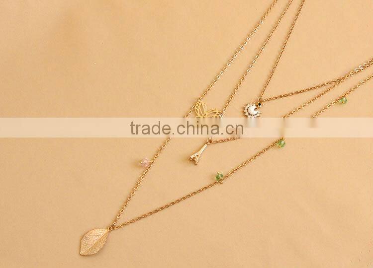 MYLOVE Fashion gold plated necklace cute butterfly leaf pendant long polo chain sweater necklace HOT MLSC-17