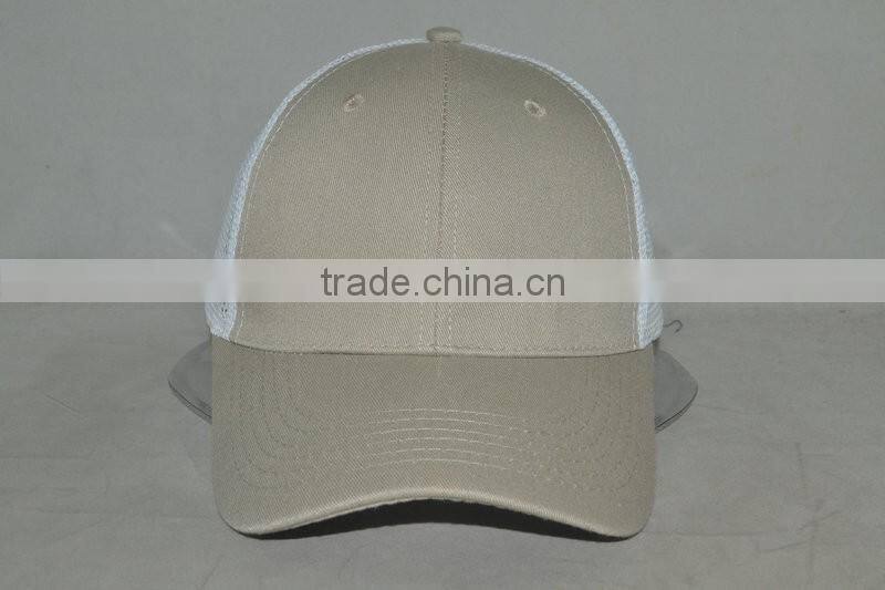 Guangzhou hat factory professional custom 100% polyester fiber khaki/white cap