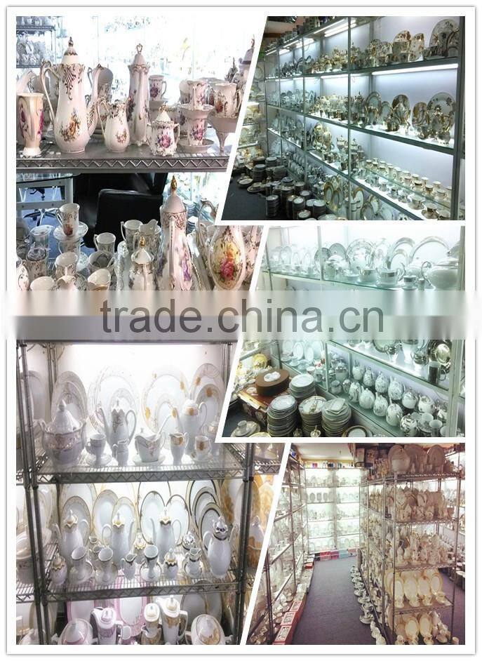 pottery tea cup saucer coffee set with full decal gold tea set