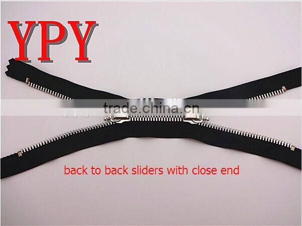 Decorative Two Way Slider Metal Zipper For Garments