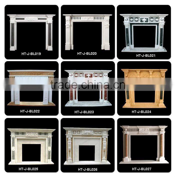 Hand Carved Marble Stone Fireplace Mantel With Statue Carved