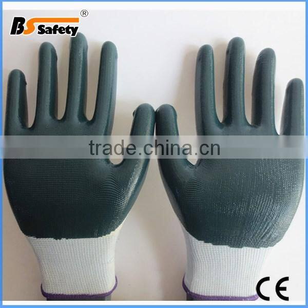 BSSAFETY Cheap nitrile coated safety gloves for industrial or garden working