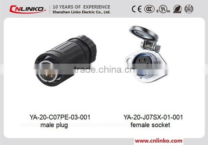 China waterproof electrical male plug connector industrial female socket and plug plastic connector with metal automatic cover