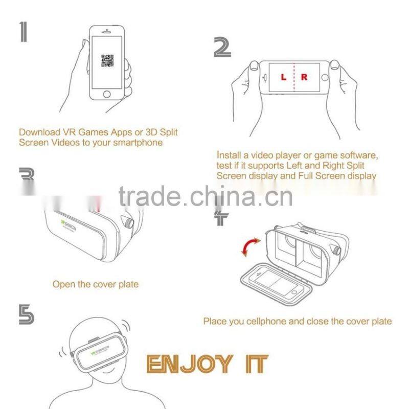 3D VR Virtual Reality Headset for Movie/Game,Virtual Video Glasses with Adjustable Lens and Strap for iPhone 6 Plus/6