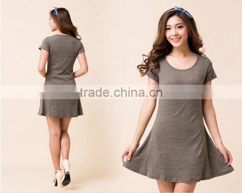 2015 Stylish Women Summer Dress New Korean Girls Ladies Mini Dress Short Sleeve Candy Color One Piece Slim Basic Dresses S-XXL