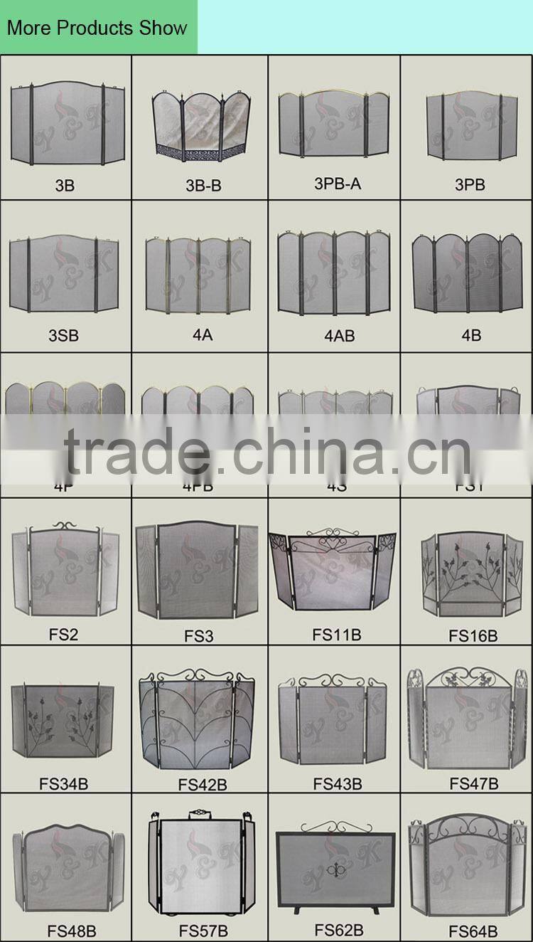 New design 3 panels morden folding fire screen with black powder coating FS47B#
