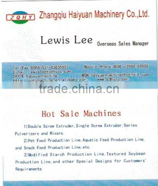 Zhangqiu Haiyuan snack food double extruder machine with CE/ISO Certificate
