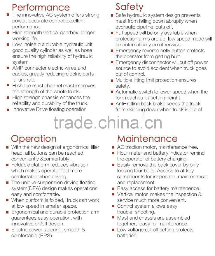 CE/ISO approved 1.4T-1.6T Full electric Pallet stacker stand drive JEAKUE ES14 ES16