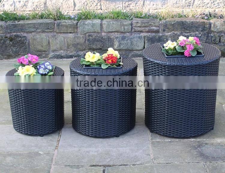 Wholesale set of 3 resin wicker garden round african flower pots
