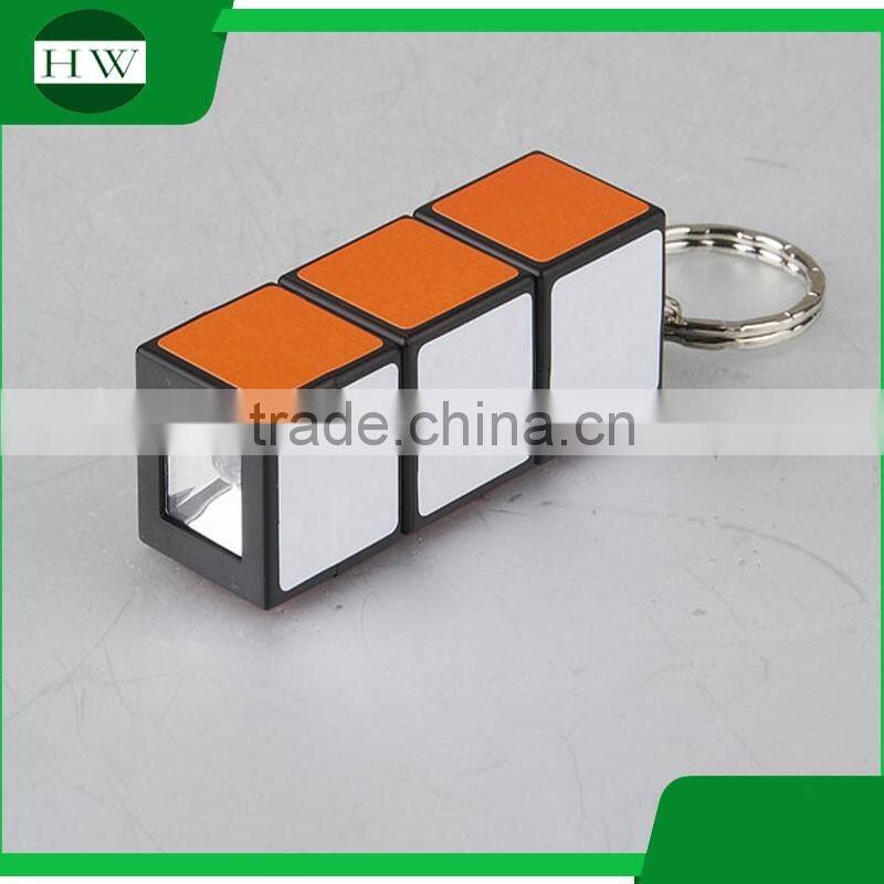 Magical Cube LED key flash light plastic Keychain Light