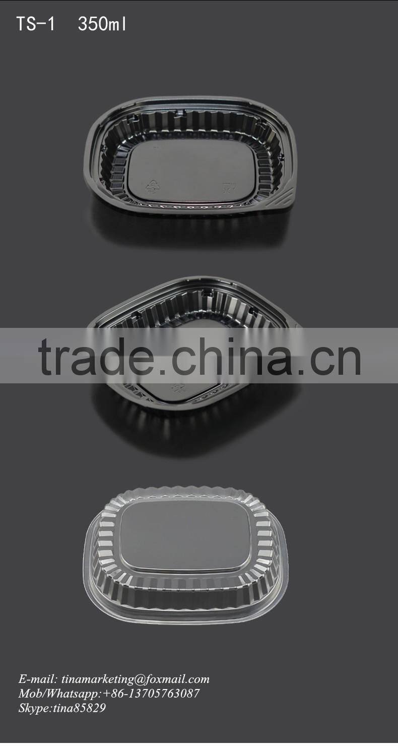 PS Black Base BOPS Clear Lid Plastic Take Out Food Container Box for Sushi,Salad,Fruit,Vegetable,Dessert,Cold dish Packaging