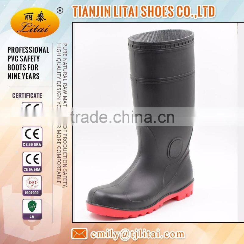 Hot Selling Black PVC Safety Rain Boots with Steel Toecap