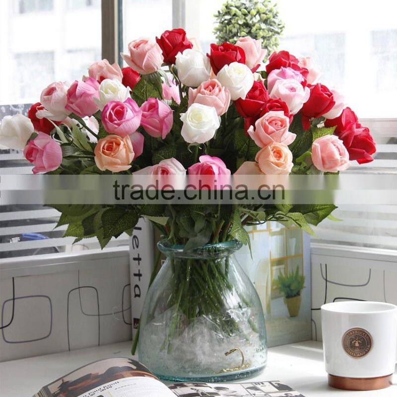Home wedding decor moisturizing feel roses artificial silk flowers wholesale