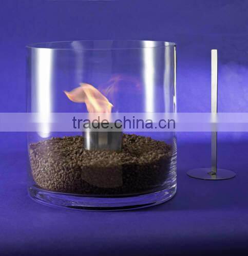 free standing colored round borosilicate glass fireplace