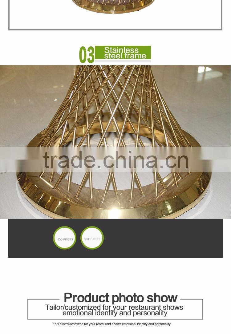 Foshan furniture stainless steel with glass top table for dining hotel