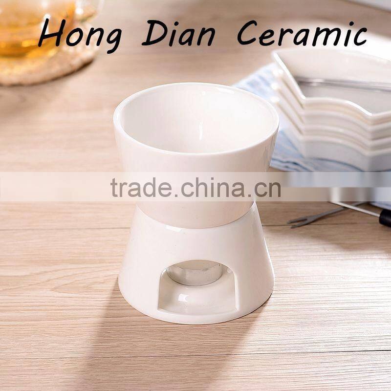 OEM design ceramic fondue pot set,Porcelain Butter Warmers, Set of 2