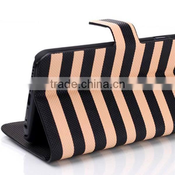 Stripe flip wallet leather case, smart phone leather case for iPhone6