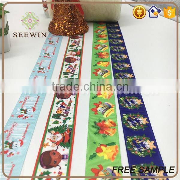 wired printed grosgrain christmas gift ribbon
