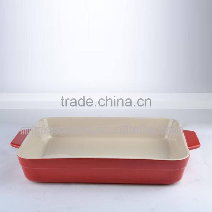 13.5"*10"red color casserole dish ceramic/xate