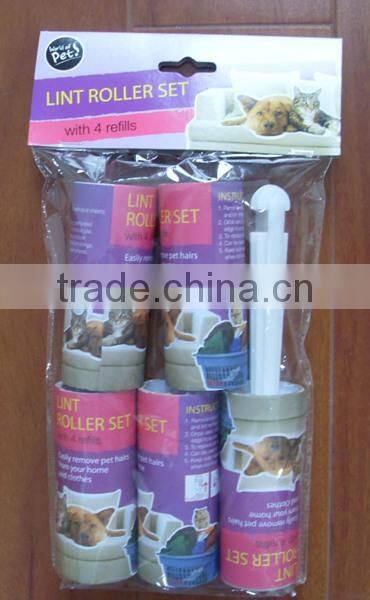 Promotional plastic adhensive lint roller set with 4 refills