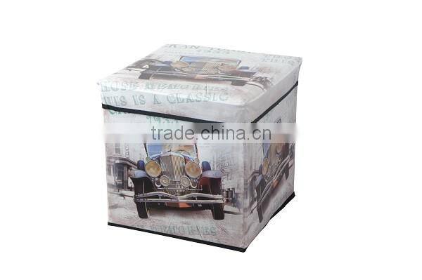 High Quality Car Print Faux Leather Foldable Storage Stool