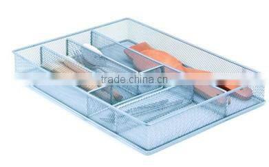 Silver Household 6 Compartments Metal Mesh Kitchen Cutlery Tray