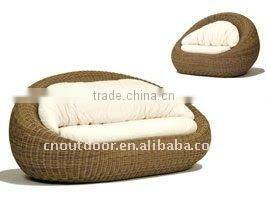 Round and comfortable rattan outdoor sofa