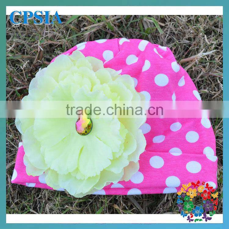 Wholesale organic cotton beanies with daisy flower for infant and toddle