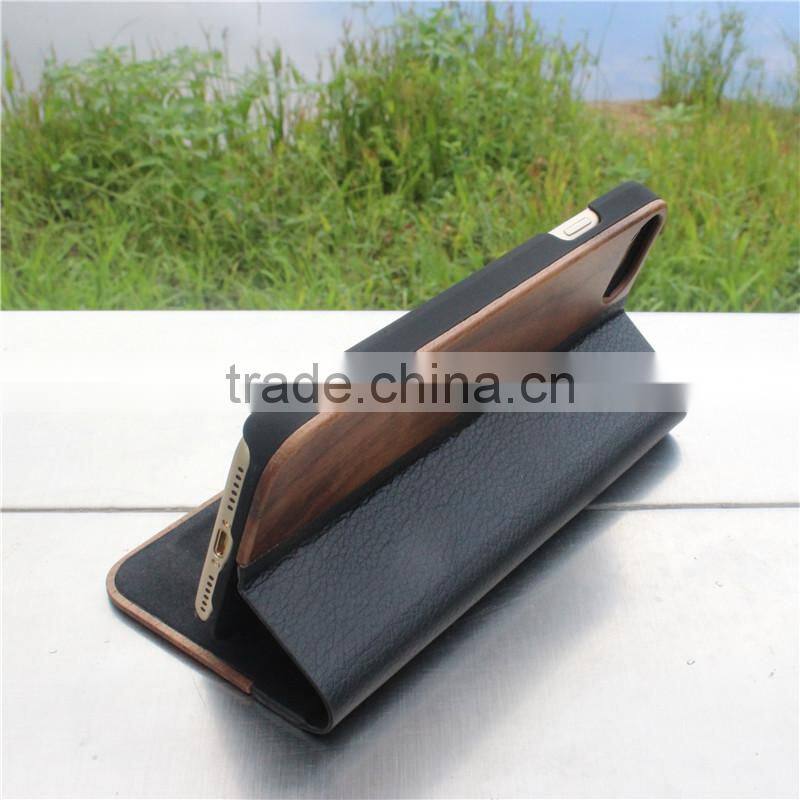 Classical Chinese walnut/bamboo/rosewood/cherry card bumper/pocket cell phone case for Iphone 7